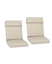 Aoodor Outdoor High Back Dining Chair Cushion with Ties and Zipper, 44"x21"x3.2", Set of 2