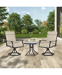 Aoodor Outdoor High Back Dining Chair Cushion with Ties and Zipper, 44"x21"x3.2", Set of 2
