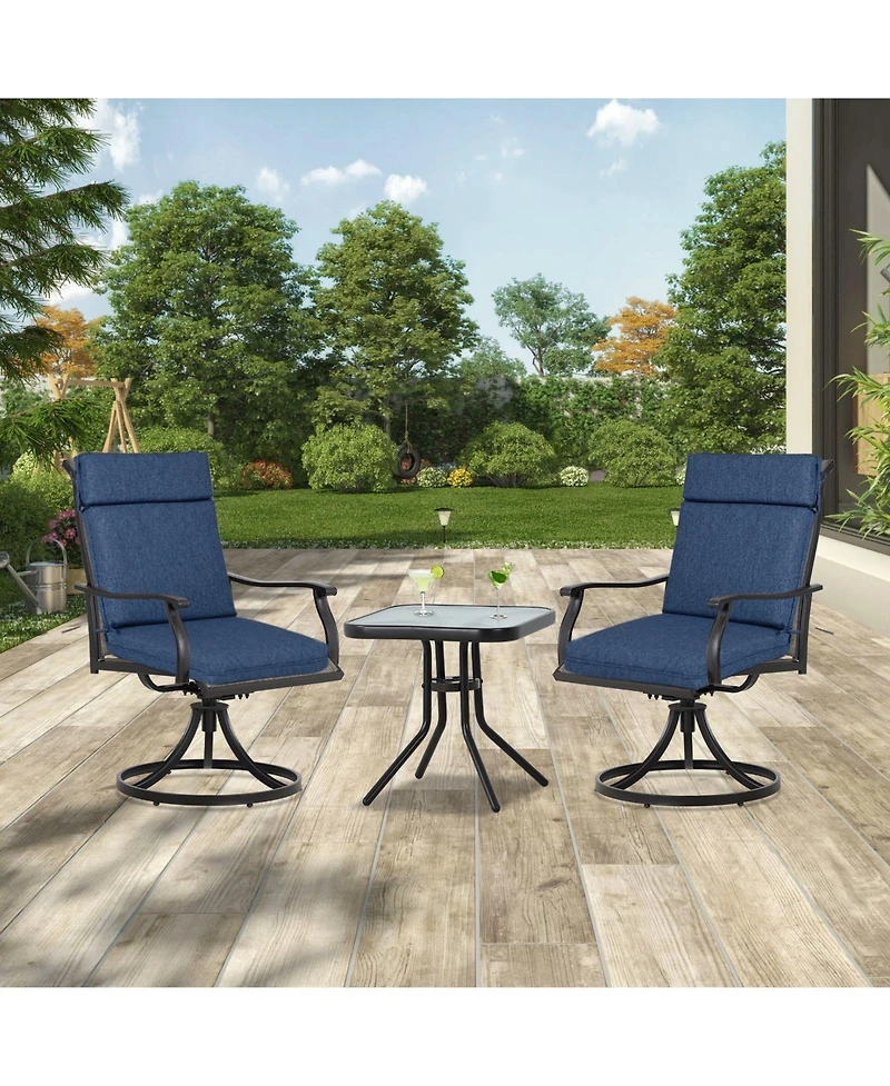 Aoodor Outdoor High Back Dining Chair Cushion with Ties and Zipper, 44"x21"x3.2