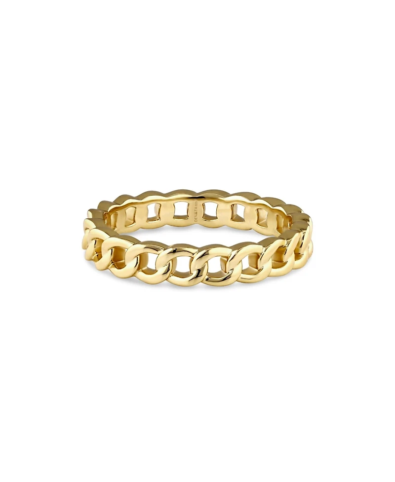 Devata Curb Link Ring Gold Plated Sterling Silver