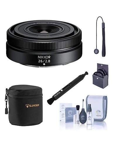 Nikon Nikkor Z 26mm f/2.8 Lens, Bundle with Small Lens Case, 52mm Filter Kit, Lens Cleaner, Cleaning Kit and Lens Cap Tether