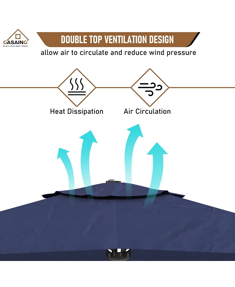 Casainc 11 Ft Square Cantilever Patio Umbrella without Base