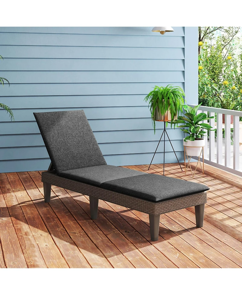 Patio Lounge Chair Recliner with 3-Position Adjustable Backrest & Cushion