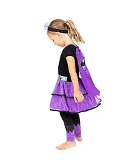 Justice League Warner Bros Costume Dress Leggings Cape and Headband 4 Piece Set