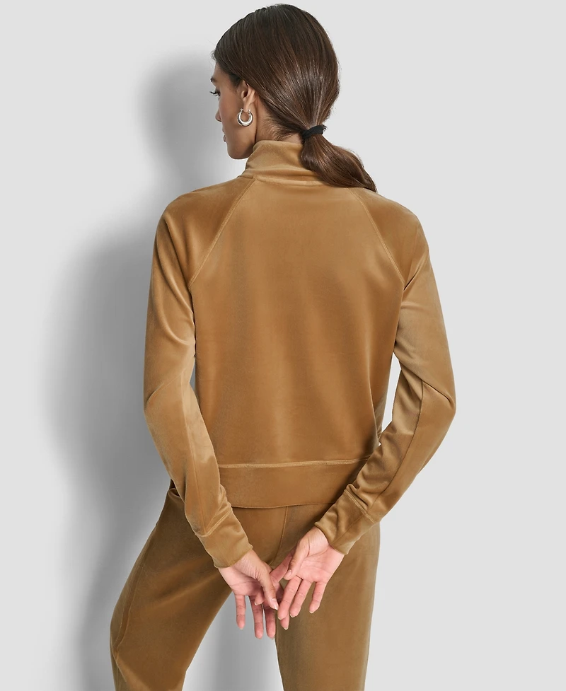 Dkny Women's Platinum Velour Embroidered Logo Sweatshirt