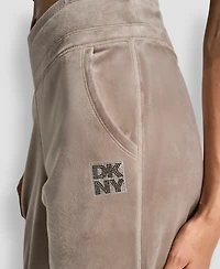 Dkny Women's Stacked Logo Mid-Rise Slim-Fit Joggers
