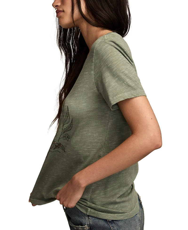 Lucky Brand Women's Humming Birds Classic Crew Neck T-Shirt