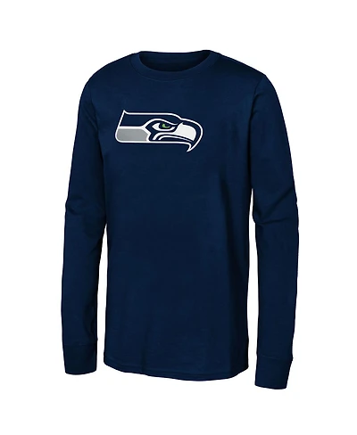 Outerstuff Big Boys and Girls College Navy Seattle Seahawks Primary Logo Long Sleeve T-Shirt