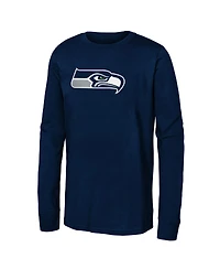 Outerstuff Big Boys and Girls College Navy Seattle Seahawks Primary Logo Long Sleeve T-Shirt