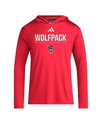 Adidas Men's Red Nc State Wolfpack 2025 Aeroready Sideline Training Long Sleeve Hooded T-Shirt