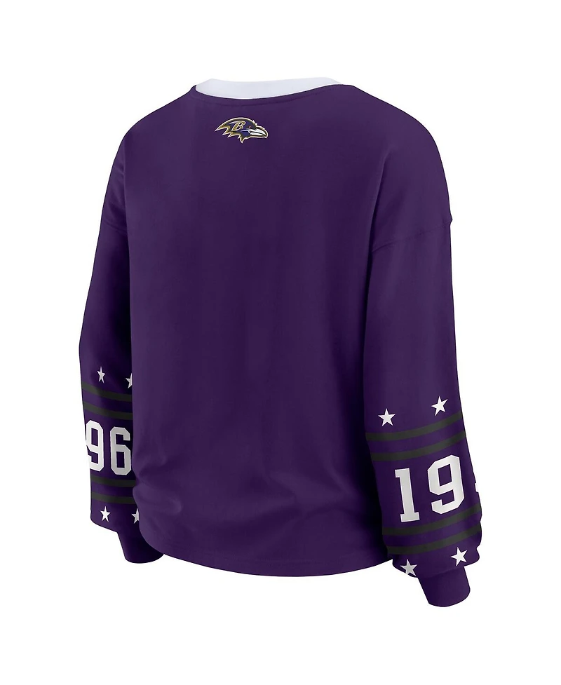 Wear by Erin Andrews Women's Purple Baltimore Ravens Sport Long-Sleeve T-Shirt