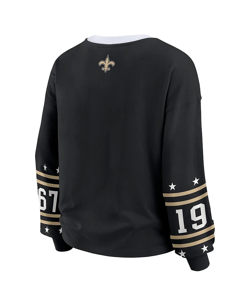 Wear by Erin Andrews Women's Black New Orleans Saints Sport Long-Sleeve T-Shirt