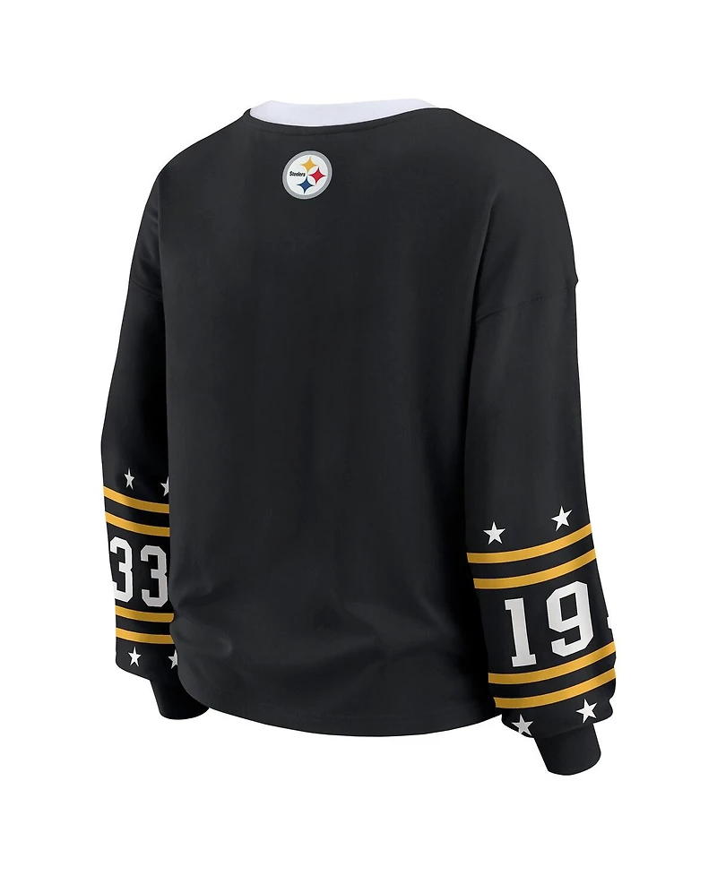 Wear by Erin Andrews Women's Black Pittsburgh Steelers Sport Long-Sleeve T-Shirt
