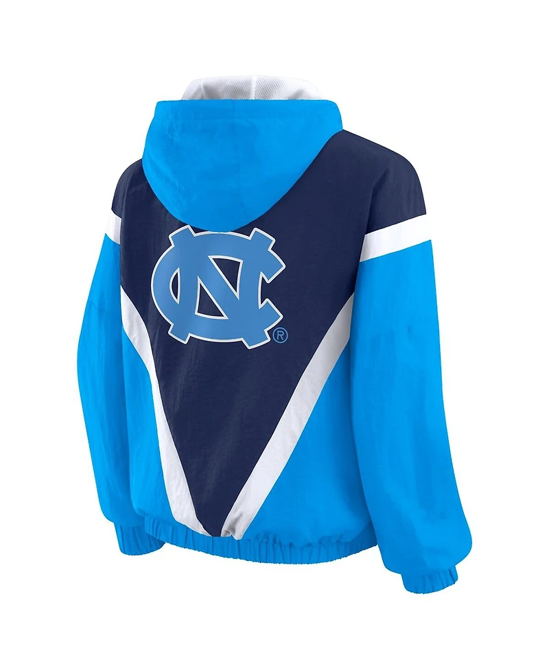 Wear by Erin Andrews Women'sBlue/Navy North Carolina Tar Heels Color Block Full-Zip Hoodie Windbreaker Jacket