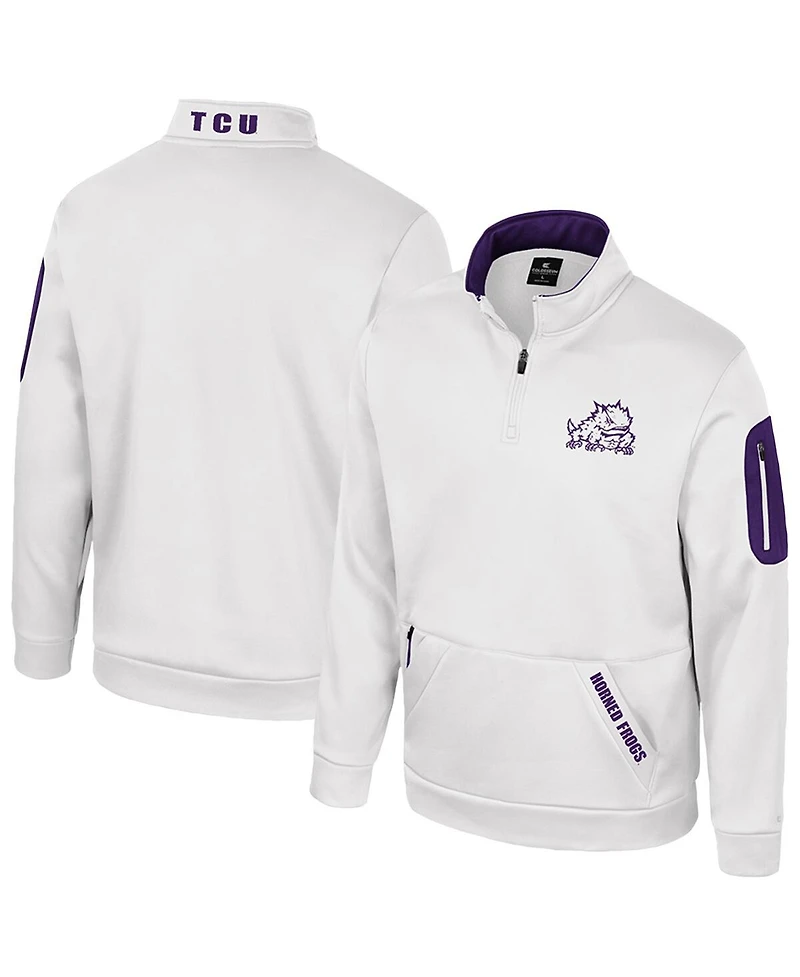 Colosseum Men's White Tcu Horned Frogs Mainframe Quarter-Zip Fleece Jacket