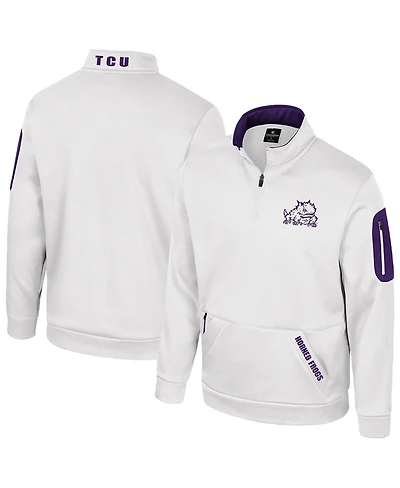 Colosseum Men's White Tcu Horned Frogs Mainframe Quarter-Zip Fleece Jacket