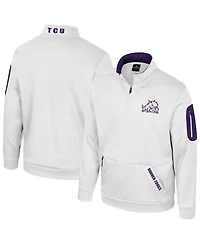 Colosseum Men's White Tcu Horned Frogs Mainframe Quarter-Zip Fleece Jacket