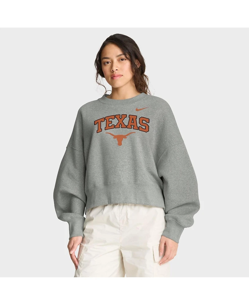 Nike Women'sHeather Gray Texas Longhorns Oversized Phoenix Arch Pullover Sweatshirt