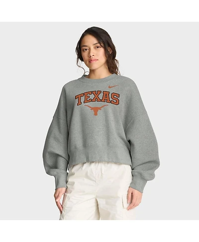 Nike Women'sHeather Gray Texas Longhorns Oversized Phoenix Arch Pullover Sweatshirt