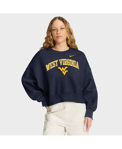 Nike Women'sNavy West Virginia Mountaineers Oversized Phoenix Arch Pullover Sweatshirt