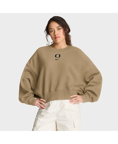 Nike Women'sTan Oregon Ducks Oversized Phoenix 2-Hit Pullover Sweatshirt