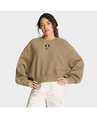 Nike Women'sTan Oregon Ducks Oversized Phoenix 2-Hit Pullover Sweatshirt