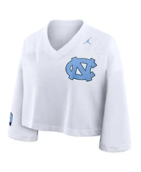 Jordan Women'sWhite North Carolina Tar Heels Cropped Mesh Dri-fit Fashion Jersey