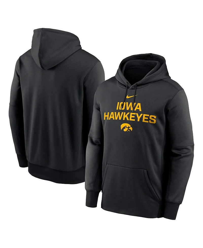 Nike Men's Black Iowa Hawkeyes Team Stacked Performance Pullover Hoodie