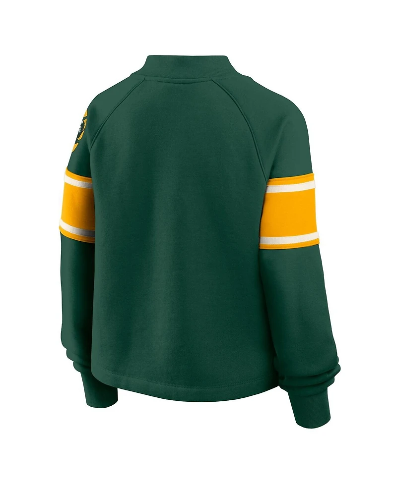 Fanatics Women's Green Bay Packers Oversized Hometown Toss Sweep Mock Neck Pullover Hoodie