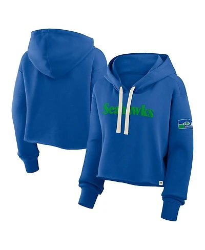 Fanatics Women's Royal Seattle Seahawks Oversized Hometown Heritage Cropped Hoodie
