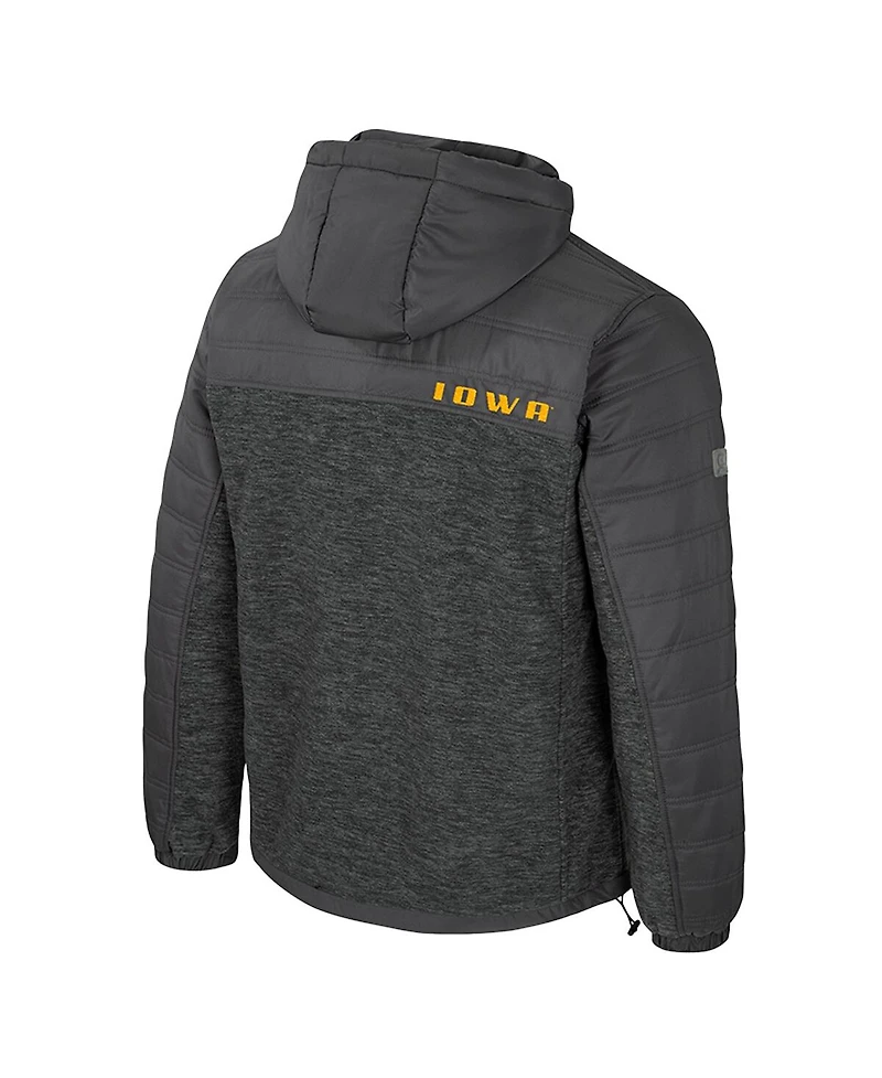 Colosseum Men's Charcoal Iowa Hawkeyes Nightman Full-Zip Hoodie Puffer Jacket