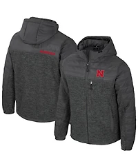 Colosseum Men's Charcoal Nebraska Huskers Nightman Full-Zip Hoodie Puffer Jacket