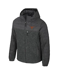 Colosseum Men's Charcoal Texas Longhorns Nightman Full-Zip Hoodie Puffer Jacket