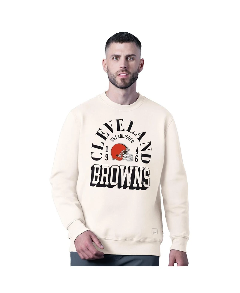 Msx by Michael Strahan Men's White Cleveland Browns Whiteout Tri-Blend Sweatshirt