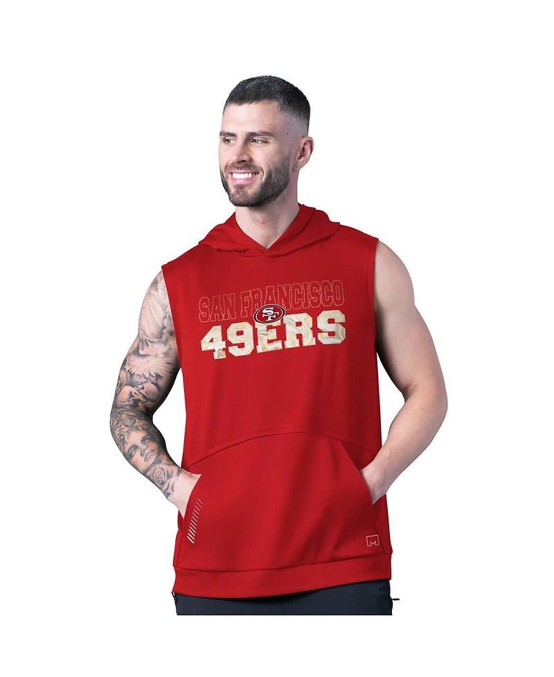 Msx by Michael Strahan Men's Scarlet San Francisco 49ers Tri-Blend Rebound Sleeveless Hoodie