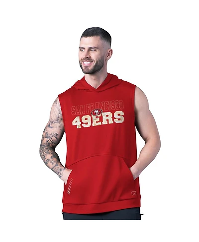 Msx by Michael Strahan Men's Scarlet San Francisco 49ers Tri-Blend Rebound Sleeveless Hoodie