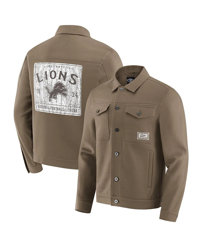 Fanatics Men'sTan Detroit Lions Trucker Full-Button Jacket