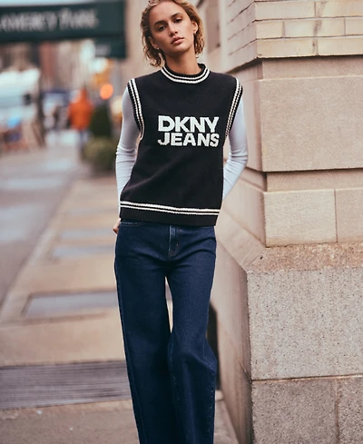 Dkny Jeans Women's Logo Detail Sleeveless Sweater
