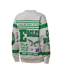 Mitchell & Ness Big Boys and Girls Gray Philadelphia Eagles Throwback All-Over Print Fleece Sweatshirt