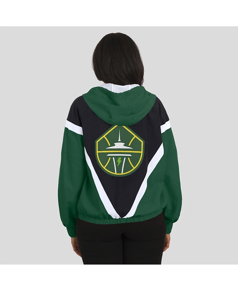 Wear by Erin Andrews Women'sGreen/Black Seattle Storm Color Block Full-Zip Hoodie Windbreaker Jacket