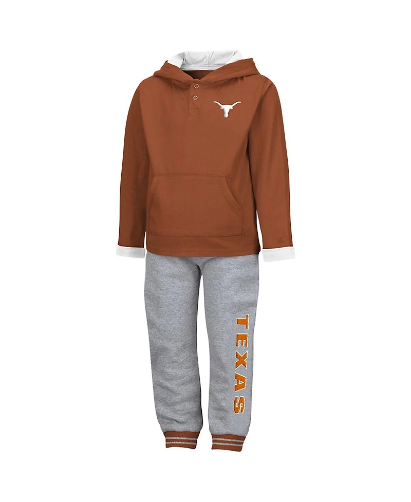 Colosseum Toddler 2-Piece Texas Orange/Heather Gray Longhorns Poppies Hoodie and Sweatpants Set