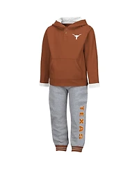 Colosseum Toddler 2-Piece Texas Orange/Heather Gray Longhorns Poppies Hoodie and Sweatpants Set