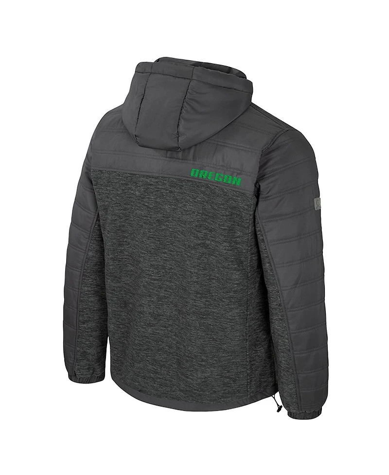 Colosseum Men's Charcoal Oregon Ducks Nightman Full-Zip Hoodie Puffer Jacket