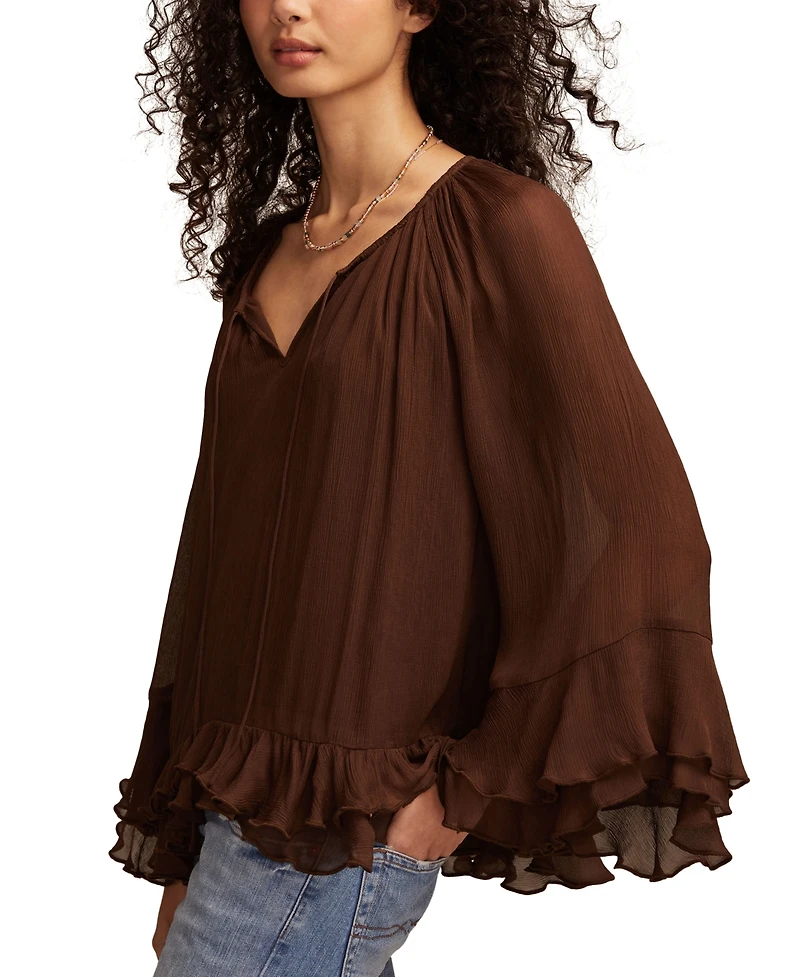 Lucky Brand Women's Ruffle Chiffon Top