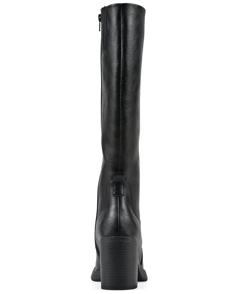 White Mountain Women's Mackle Tall Shaft Wide Calf Block Heel Boots