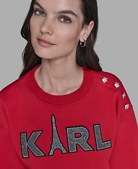 Karl Lagerfeld Paris Women's Embellished Long Sleeve Sweatshirt