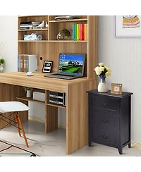 Gymax 3 Drawers Nightstand End Table Storage Wood Side Bedside