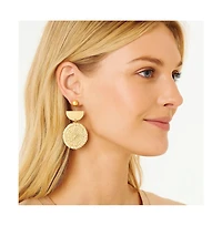 Rattan Earrings Organic Wooden Straw Weave