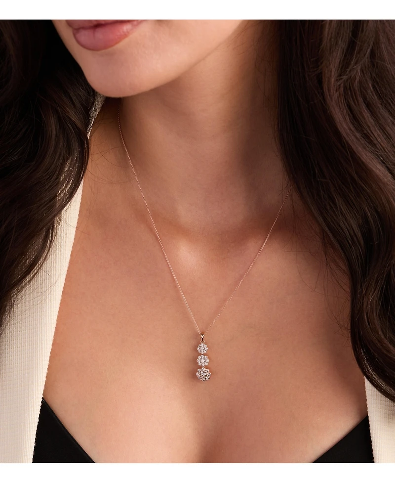 Le Vian Nude Diamond Triple Flower Pendant Adjustable 20" Necklace (1 ct. t.w.) 14k Rose Gold
