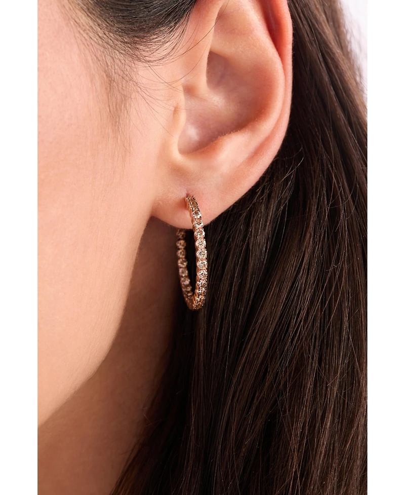 Le Vian Chocolate Ombre Diamond & Out Small Hoop Earrings (2 ct. t.w.) 14k Gold, 1"